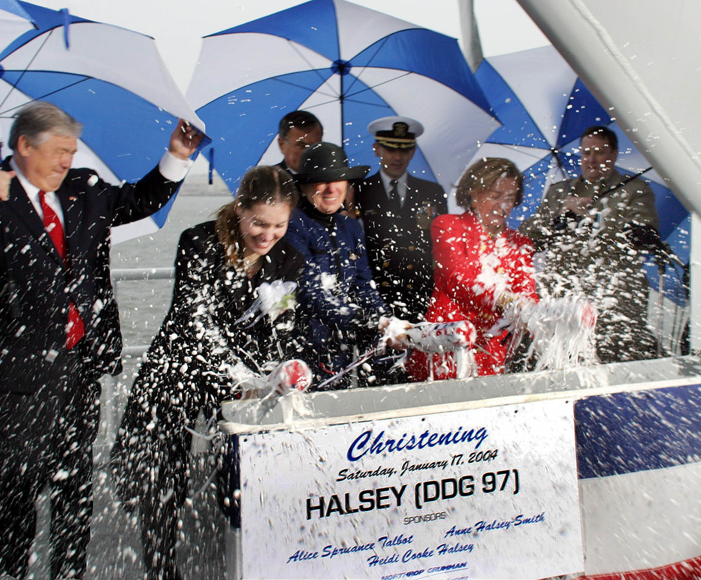 Christening of Aegis guided missile destroyer DDG 97, Halsey