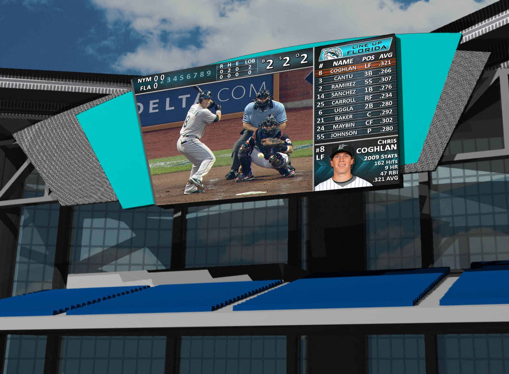 New Marlins Ballpark Scoreboard Design