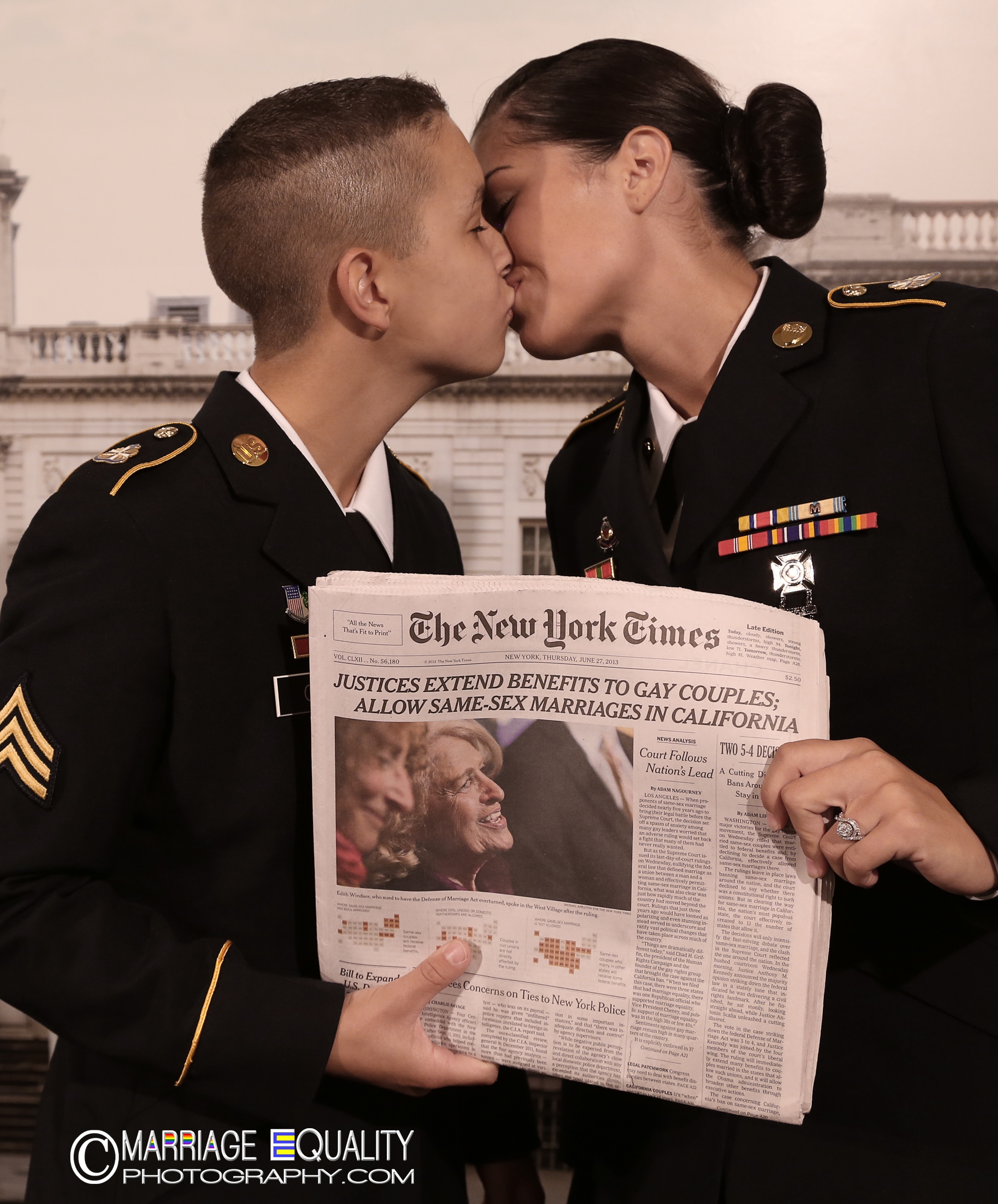 Amanda Ortiz and Rachel Murphy receive their marriage license