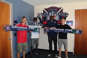Chicago Fire Players Take the Pledge (L to R) Logan Pause Patrick Nyarko Sean Johnson Chris Rolfe