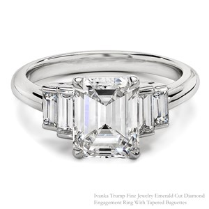 Ivanka Trump Fine Jewelry Emerald Cut Diamond Ring with Tapered Baguettes copy