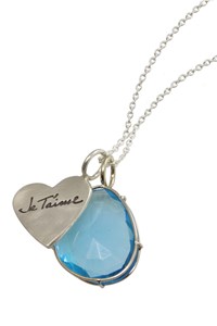 HEATHER B MOORE blue topaz and silver heart necklace