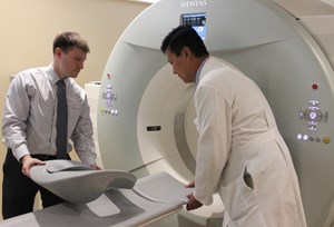 Drs. Dustin Osborne and Yong Bradley with PET-CT
