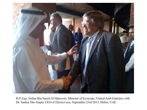 H.E.Eng. Sultan Bin Saeed Al Mansoori, Minister of Economy, United Arab Emirates with Dr. Sankar Das Gupta, CEO of Electrovaya