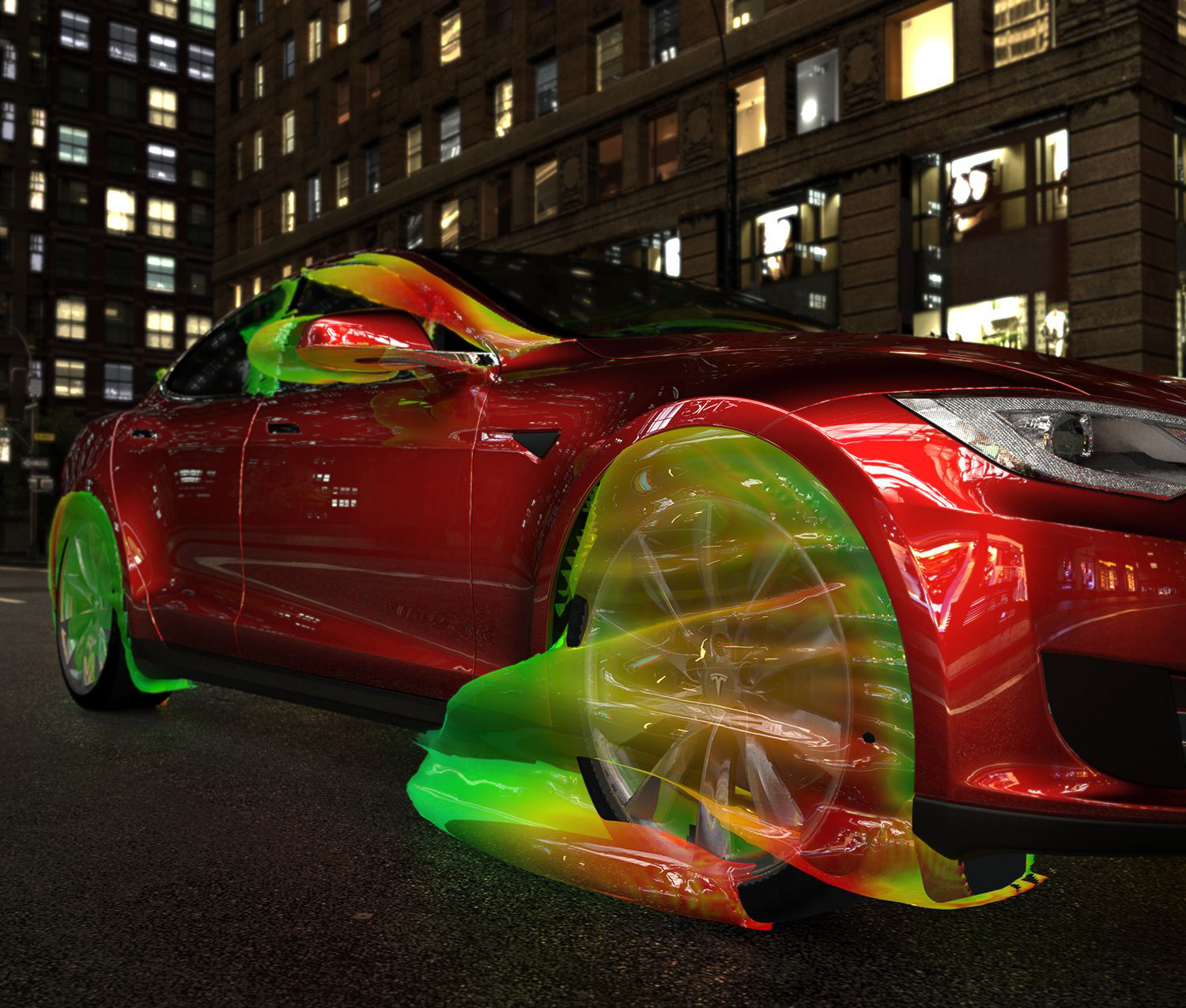 Exa PowerFLOW results visualized with RTT's high-end 3D visualization software