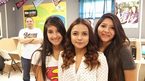 Priscila Cantu left, Cynthia Silva center, Andrea Zamora right helped fellow students apply for college
