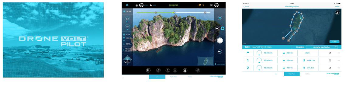 DRONE VOLT robotized drones through its Software for iOS "DRONE VOLT PILOT(R)" 