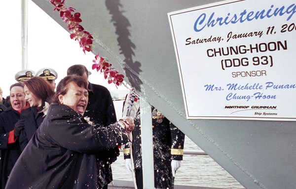 Christening of Aegis guided missile destroyer Chung-Hoon (DDG 93)