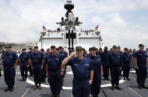 USCGC Bertholf crew salute