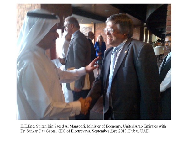 H.E.Eng. Sultan Bin Saeed Al Mansoori, Minister of Economy, United Arab Emirates with Dr. Sankar Das Gupta, CEO of Electrovaya