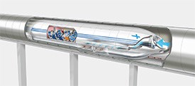 Hyperloop-juna matkustajilla