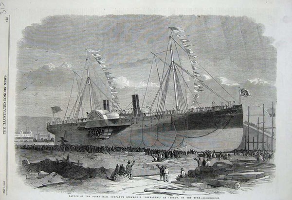 Newspaper depiction of SS Connaught at her launch