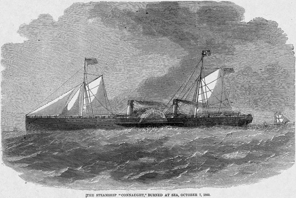 Newspaper depiction of SS Connaught under steam 