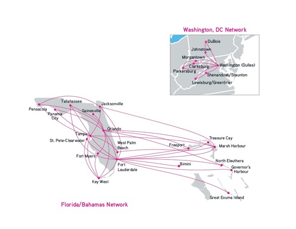 Silver Airways Florida Route Map 