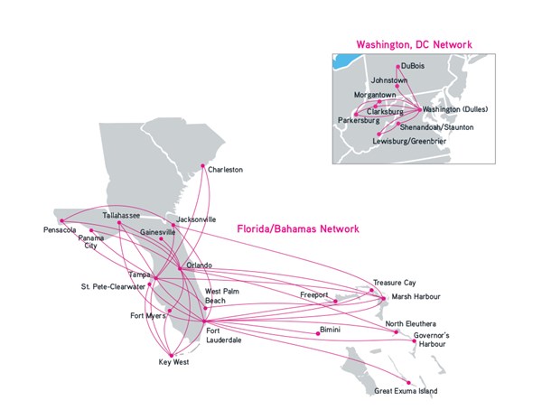 Silver Airways Route Network 