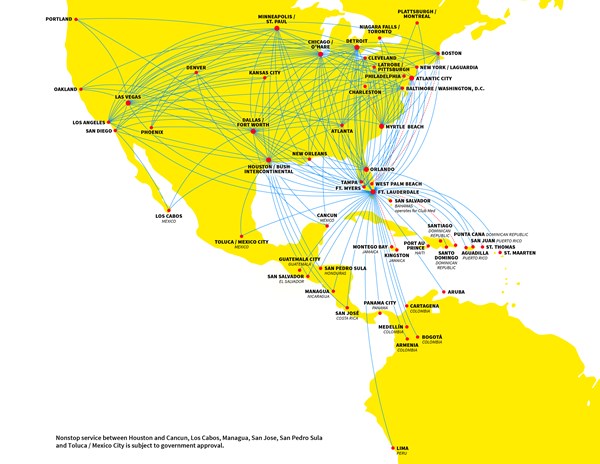 Spirit Airlines Full Route Map