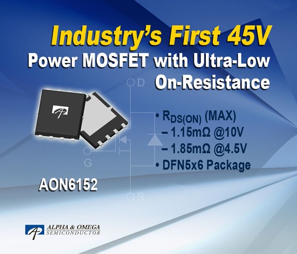 Industry's First 45V 1.15mOhm MOSFET