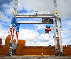 The 1000th RTG crane made by Konecranes is unloaded at the Port of Savannah, Georgia. 