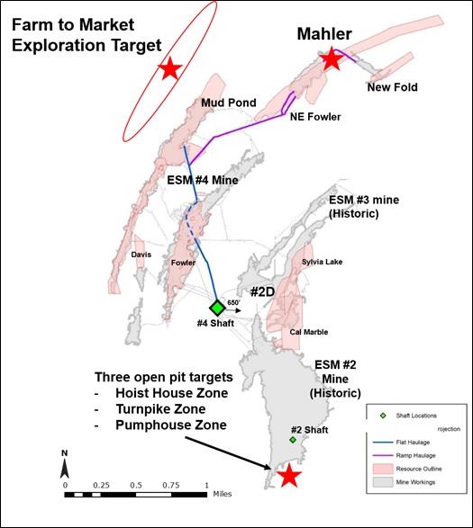 Figure 1 - PLan View of ESM Mineralized Zones