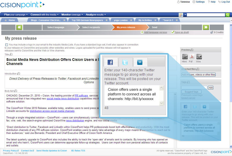 CisionPoint Social Media Distribution Channels 