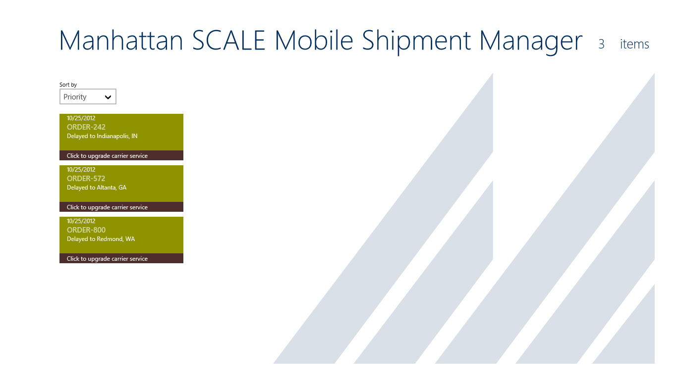Mobile Shipment Manager Detail Screen