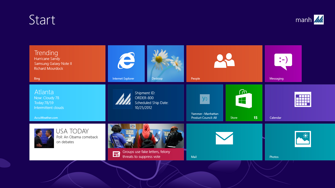 Mobile Shipment Manager Main Screen