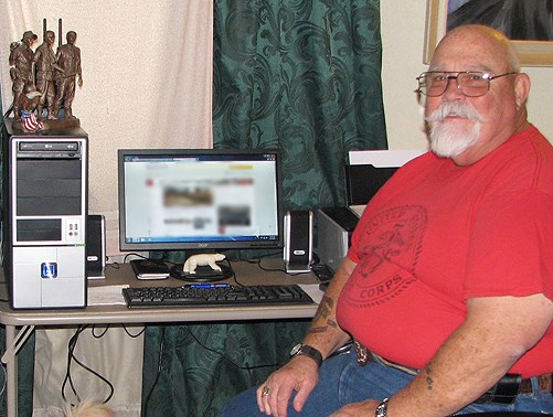 James Brewster with his new computer