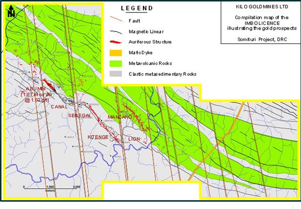 Figure 2-Map illustrating Kitenge Prospect with respect to other Imbo Licence prospects.