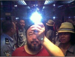 Ai Weiwei in an elevator when taken into custody by the Chinese police, 2009