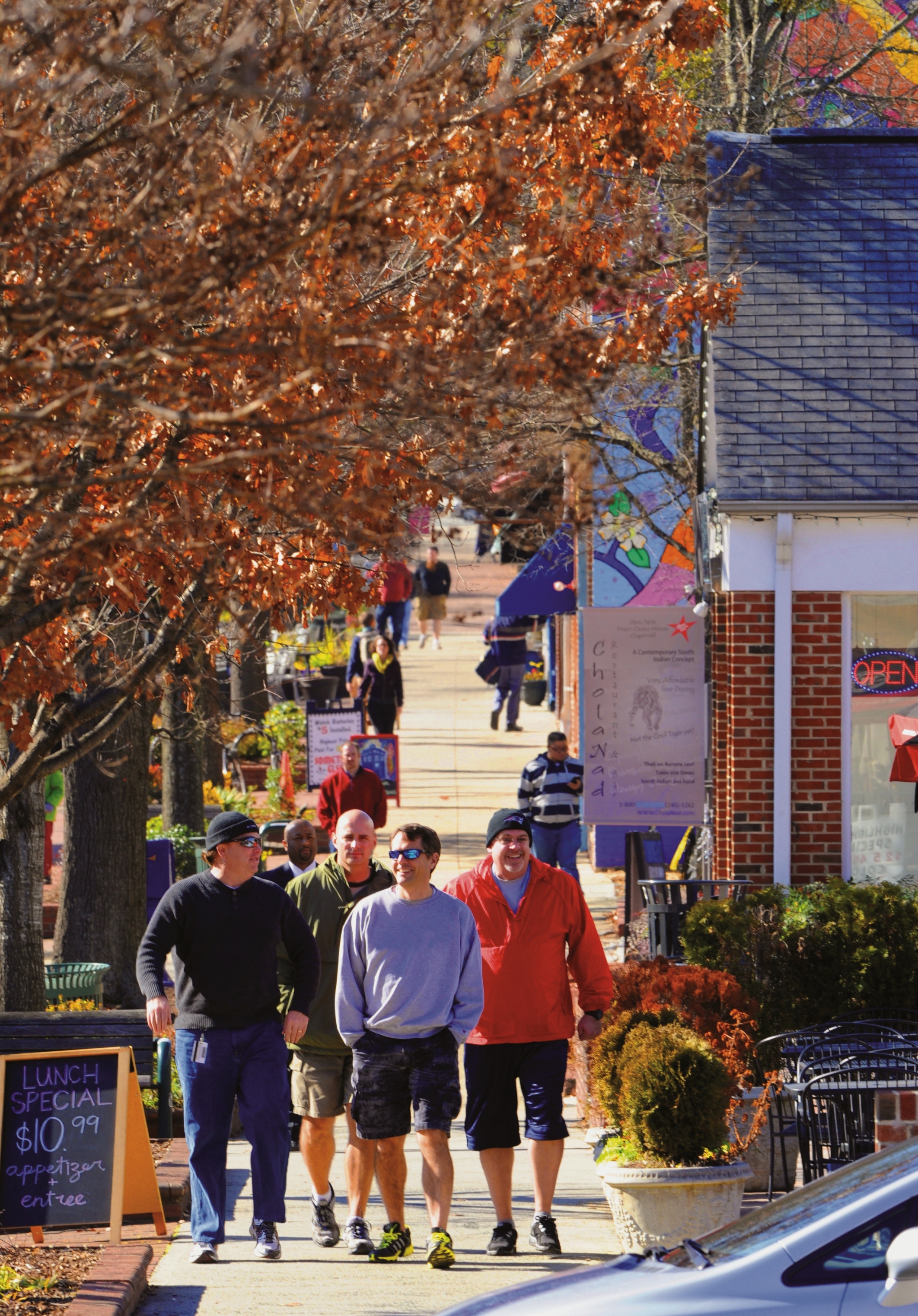 Strolling on Franklin Street in downtown Chapel Hill, NC