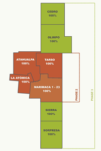 Figure 1: 100% owned Marimaca 1-23 claim and the 100% controlled Marimaca project